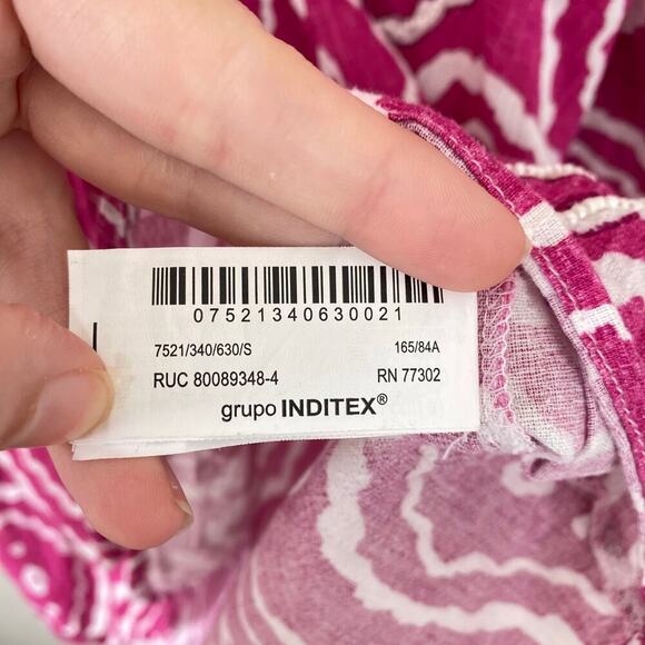 ZARA Fuschia Printed Mini Cotton Linen Dress 7521/340 2023 Small Blogger Fav - Picture 8 of 10